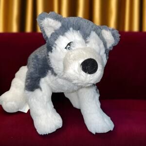IKEA Livlig Husky Dog Plush 10" Gray White Puppy Wolf Stuffed Animal Nursery Toy